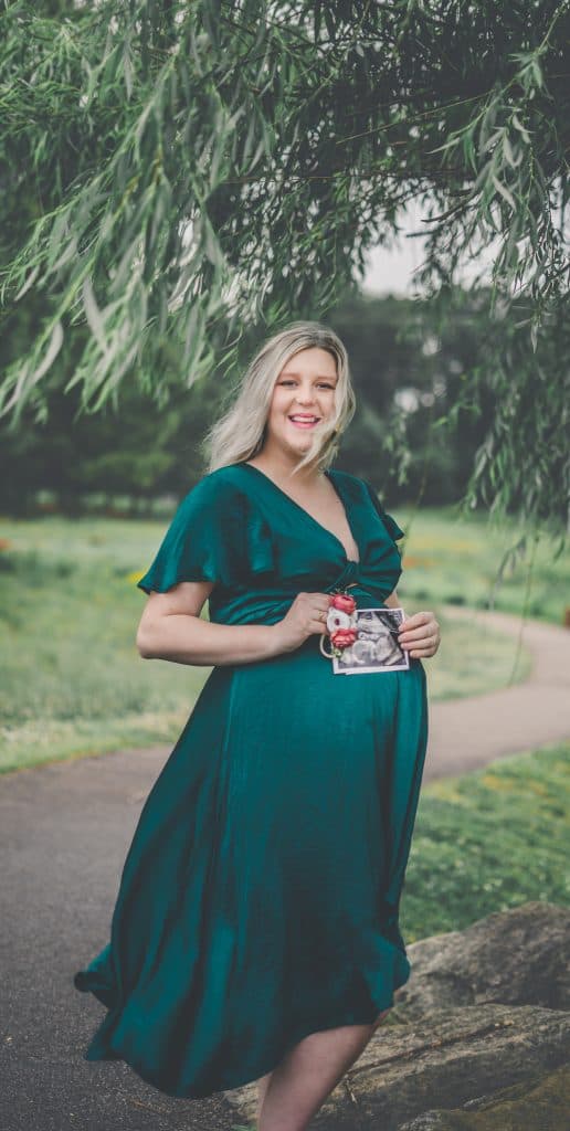 Maternity Photographer Green Dress Ultrasound - Spring Lake, NC